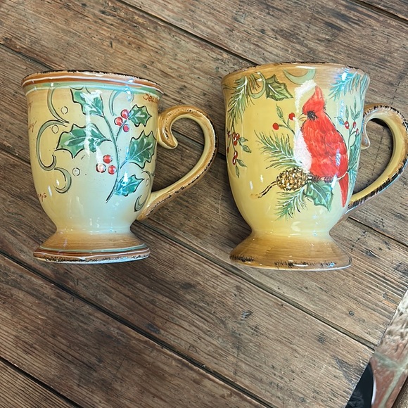 2 Hand painted Holiday Coffee mugs - Picture 2 of 9